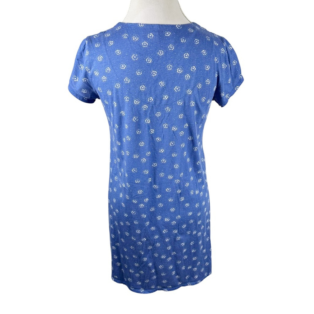 Eileen West V-Neck Henley Button Nightgown Blue Floral Knit Cotton Cottage Sz S - Picture 4 of 7